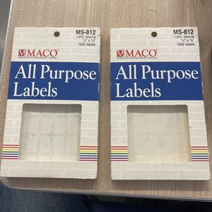 Lot Of (2) Maco MS-812 1/2 x 3/4" Labels, White, Removable, Pack of 1000